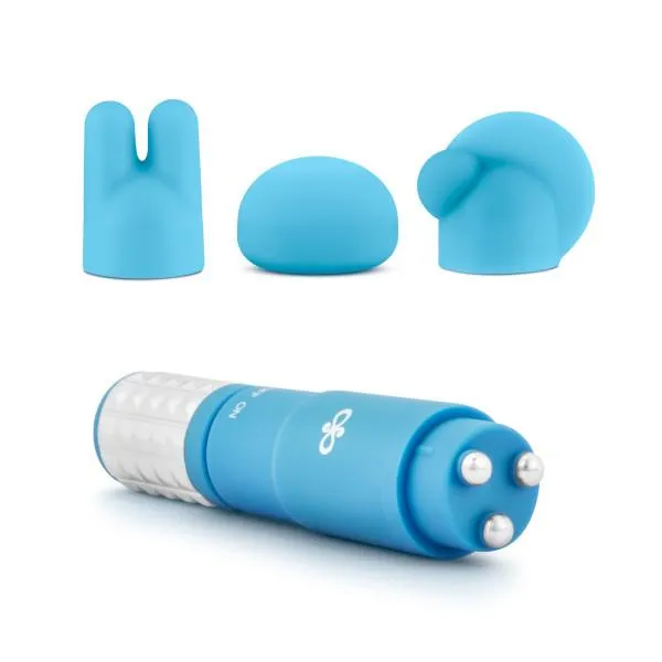 Couples Blush Revitalize Massage Kit With 3 Silicone Attachments Blue Couples Blush Revitalize Massage Kit With 3 Silicone Attachments Blue