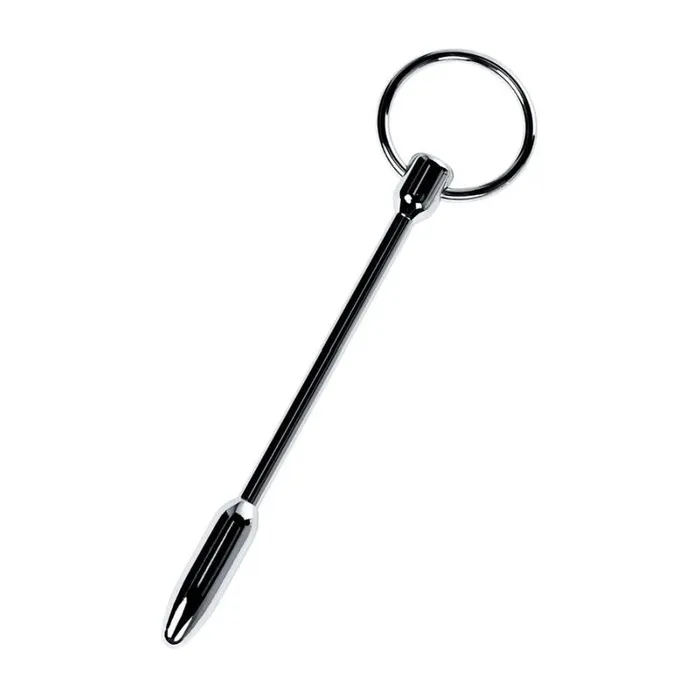 Male Sex Toys Metal Silver Metal Urethral Plug w Ring