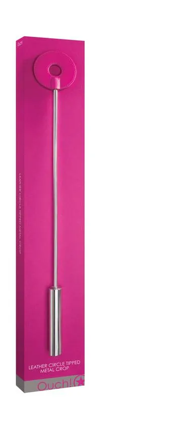 Ouch Leather Circle Tipped Crop Pink Shots Toys Vibrators