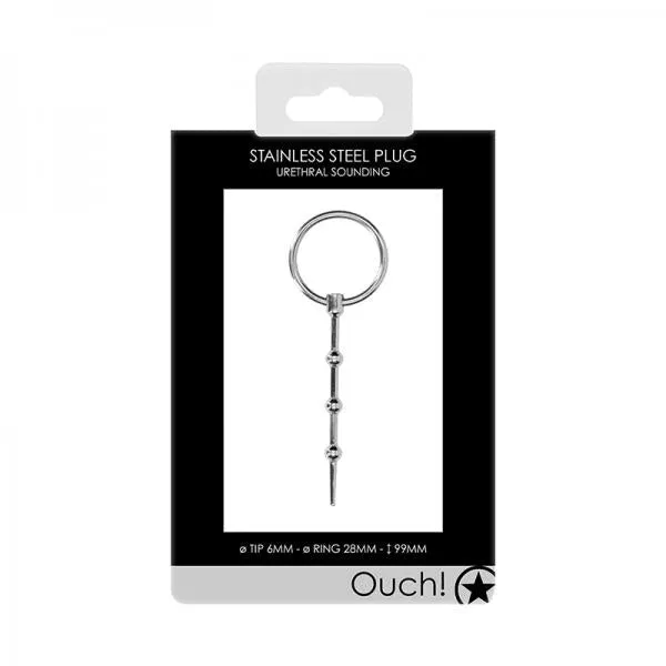 Ouch Urethral Sounding Metal Plug Beaded 6 Mm Seductucom Male Sex Toys