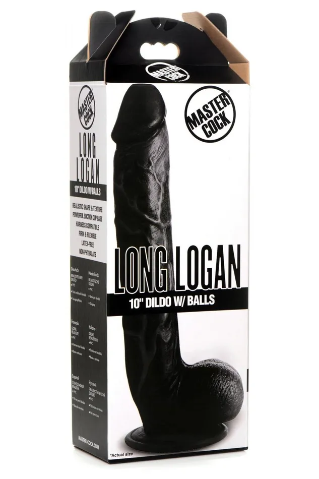 Sd Dildos Long Logan 10 Inch Dildo with Balls Black