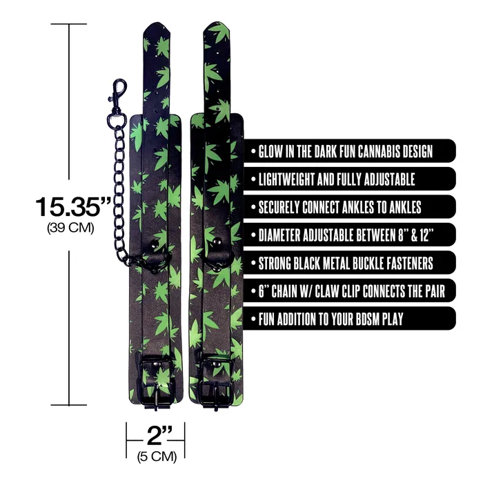 Stoner Vibes Chronic Collection Glow in the Dark Ankle Cuffs Global Novelties llc Female Sex Toys