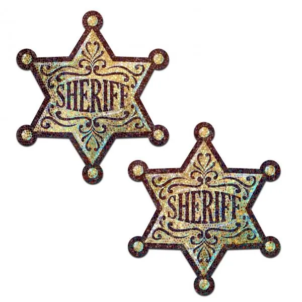 Vibrators Seductucom Pastease Sheriff Badge Gold Glitter