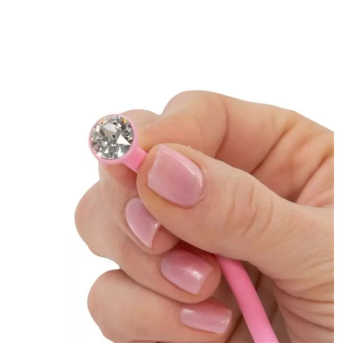 Dildos Jopen Set of Luxury Silicone Vaginal Balls with Weights Swarovski Frisky Pink Crystals