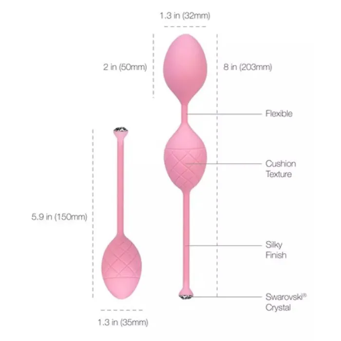 Dildos Jopen Set of Luxury Silicone Vaginal Balls with Weights Swarovski Frisky Pink Crystals