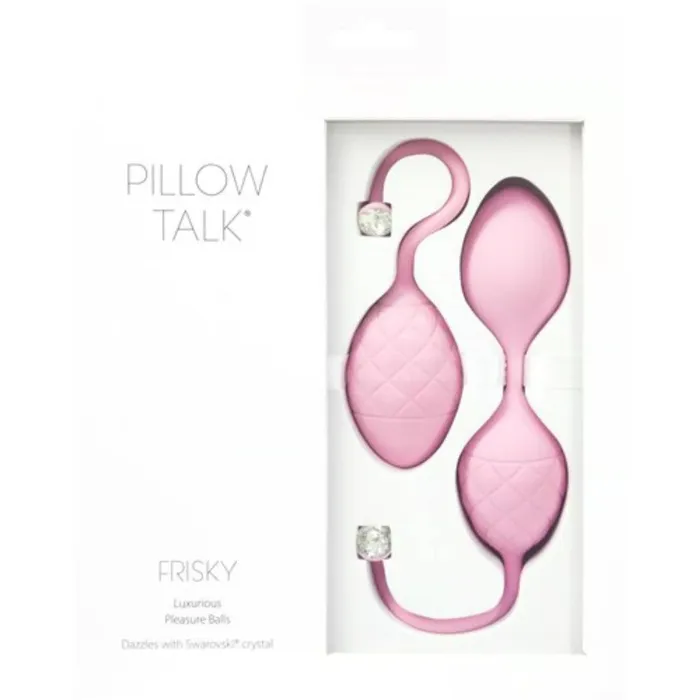 Dildos Jopen Set of Luxury Silicone Vaginal Balls with Weights Swarovski Frisky Pink Crystals