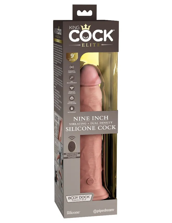 Dildos PipeDream King Cock Elite 9 Dual Density Vibrating Light Cock