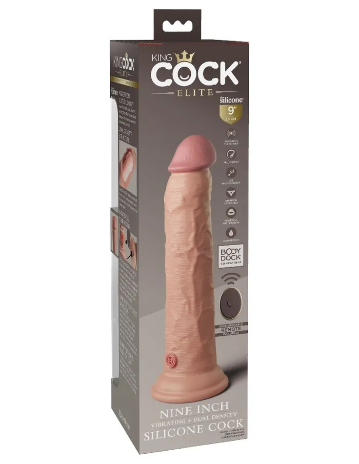 Dildos PipeDream King Cock Elite 9 Dual Density Vibrating Light Cock