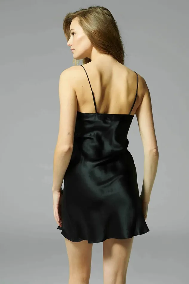 Le Pop Lingerie Anal Simone Prle Dream Slip Dress Nglig SeidenKleid Black