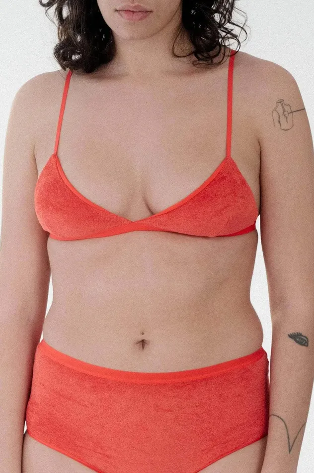 Le Pop Lingerie Vibrators Baserange Triangle Mississipi Bra Velvet Bralette Mino Red