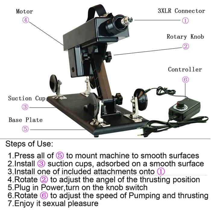 A6 Sex Machine Kit with Realistic Dildo and Extension Pole Black SexyPlay Female Sex Toys