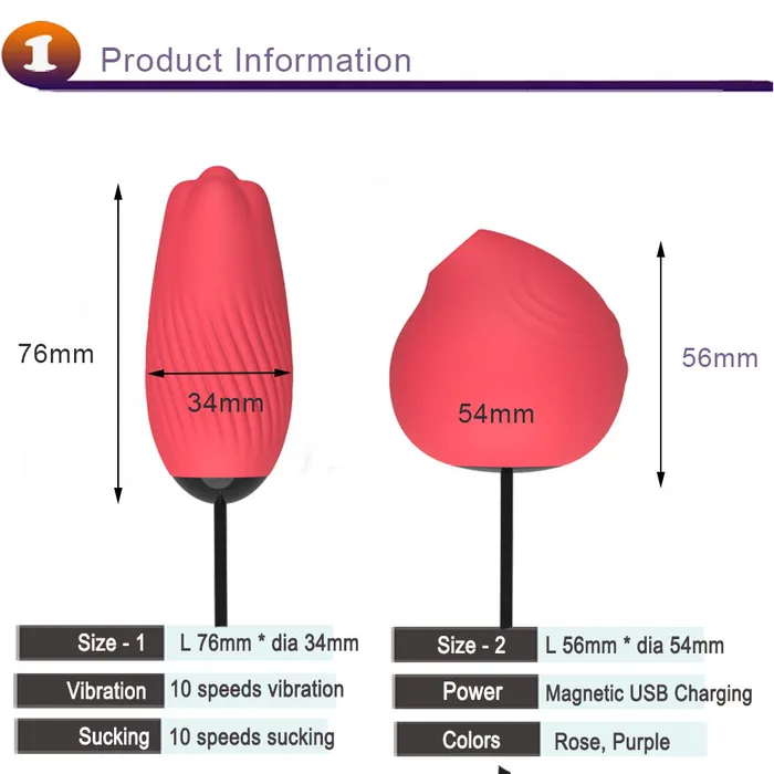 Female Sex Toys JRL DoubleEnded Rose Sucking Stimulator Bullet Egg Vibrator JRL