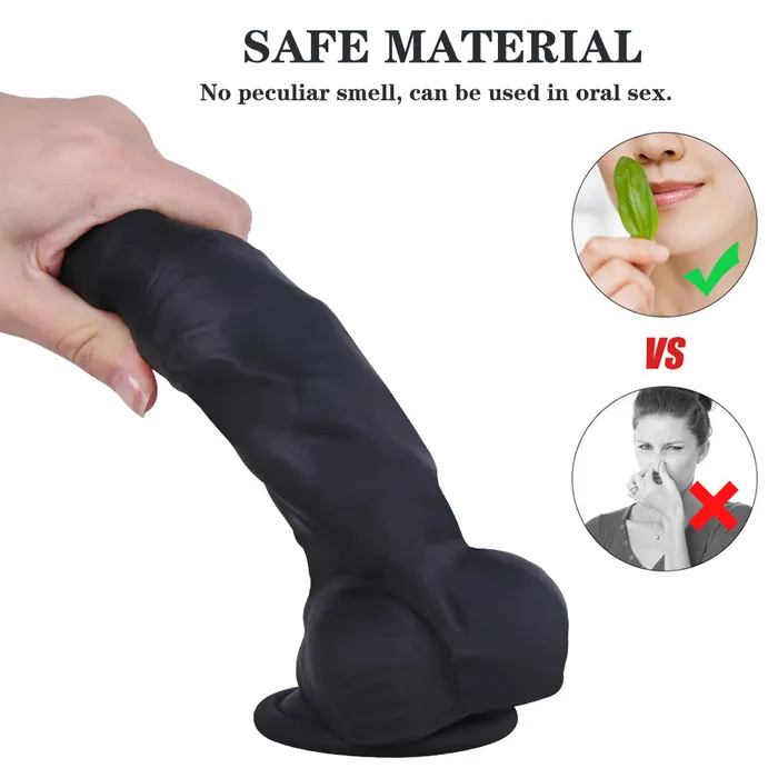 Female Sex Toys MD MD 748 Mustang Silicone Thick Realistic Dildo Black