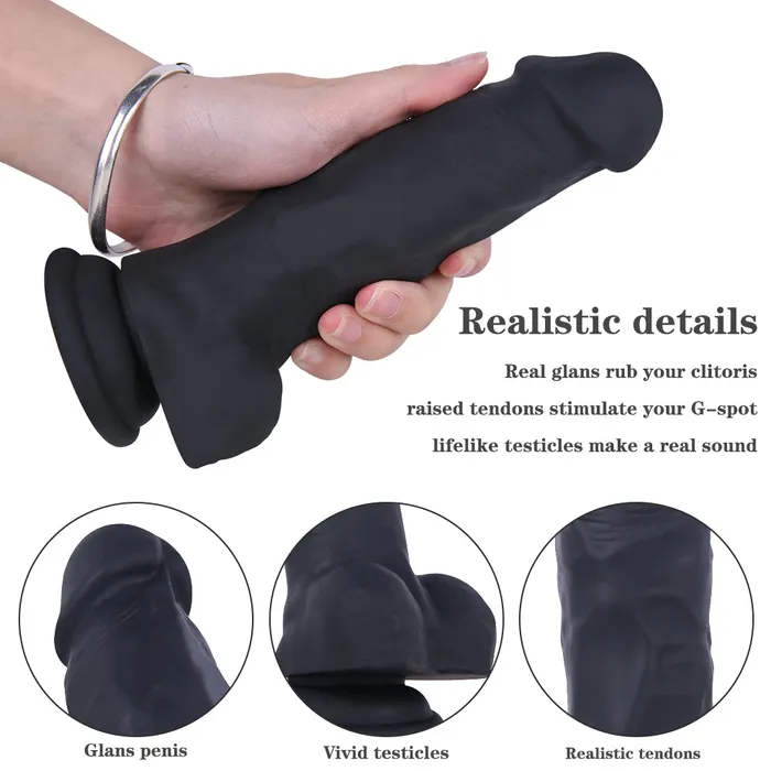 Female Sex Toys MD MD 748 Mustang Silicone Thick Realistic Dildo Black