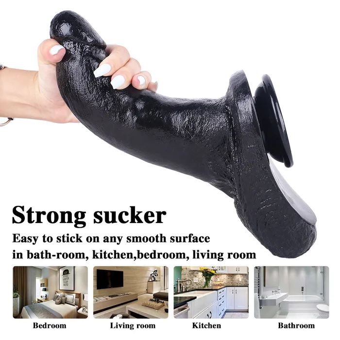 Female Sex Toys MD MD 984 Super Giant Realistic Dildo with Large Base Black