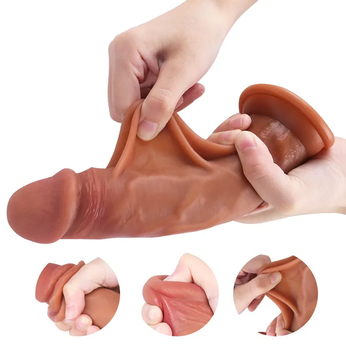 MD Female Sex Toys MD 807 Dual Layer Sliding Skin Silicone Realistic Dildo MD Female Sex Toys MD 807 Dual Layer Sliding Skin Silicone Realistic Dildo