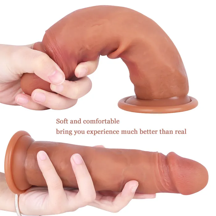 MD Female Sex Toys MD 807 Dual Layer Sliding Skin Silicone Realistic Dildo