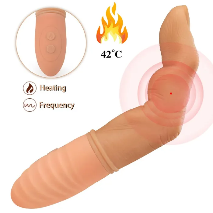 SexyPlay Female Sex Toys KATO Realistic Finger Dildo AutoHeating GSpot Vibrator
